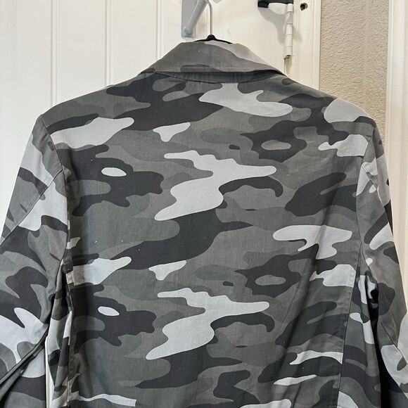 Knox Rose Military Camo Jacket Women Size M Gray Fitted Waist Button Up NEW - Picture 7 of 9